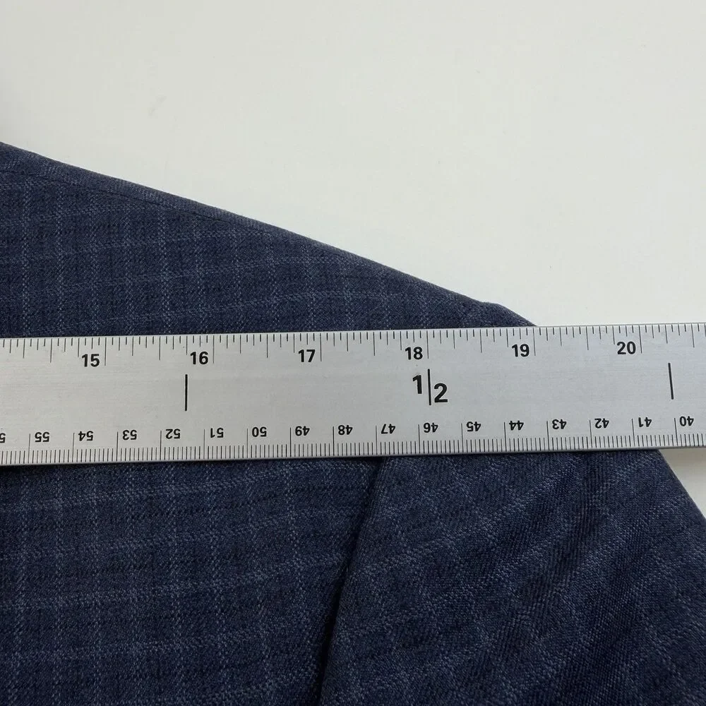 Jos. A Bank Travelers Collection Blazer 40R Tailored Fit Blue Plaid Wool Jacket